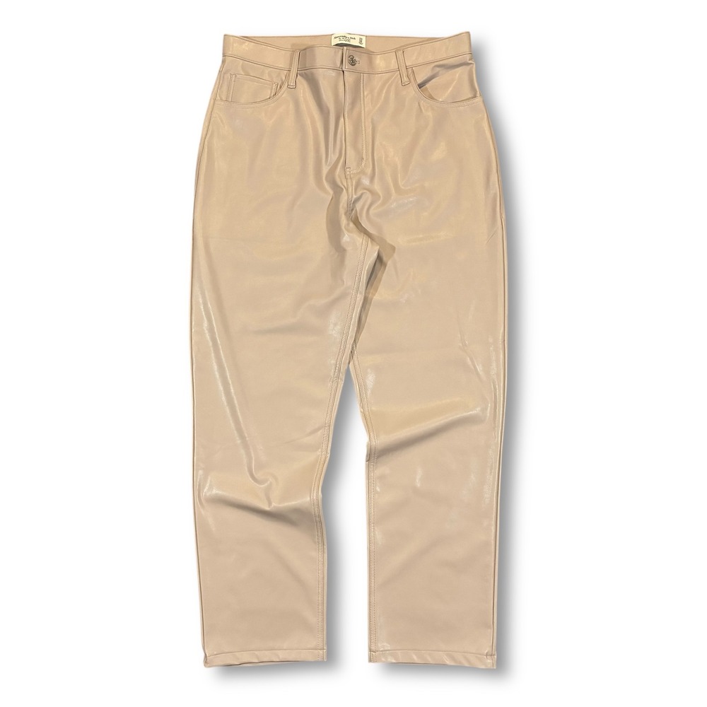 Abercrombie & Fitch Women 90s Straight Ultra‎ High Rise Faux Leather Pants 16
